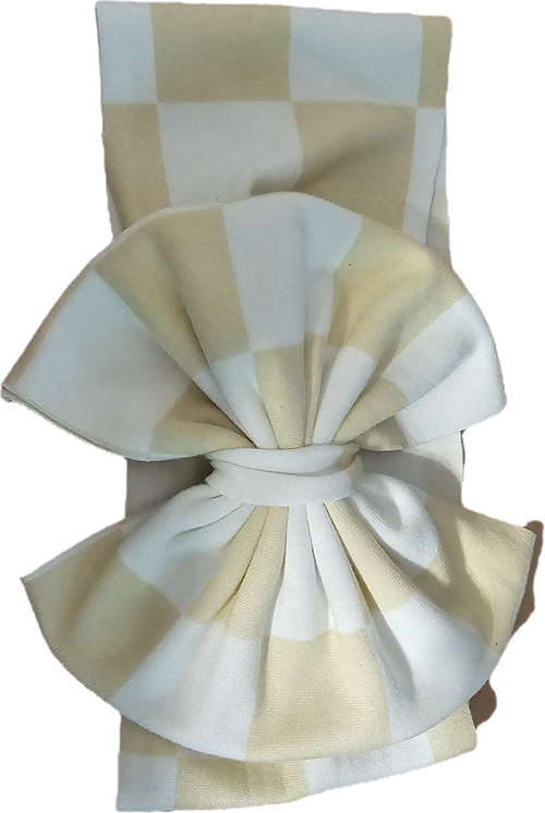 Baby PLATFORM sandals and bow set-CREAM CHECKERED PATTERN