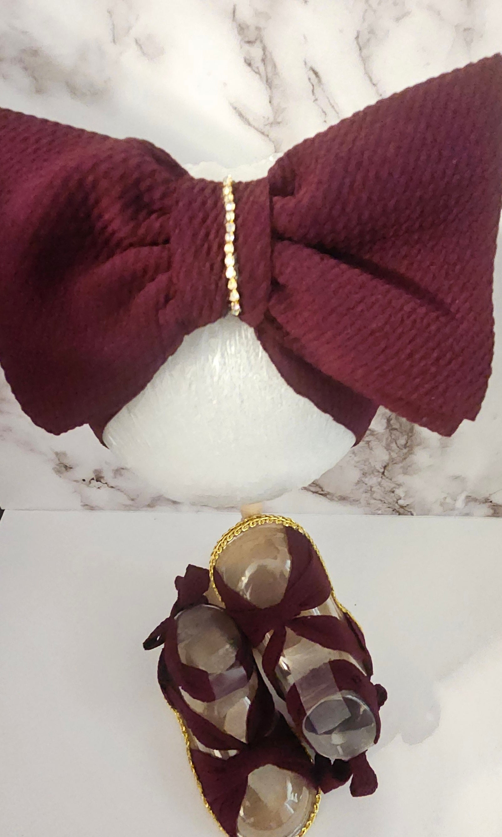 Baby sandals and bow set-MAROON