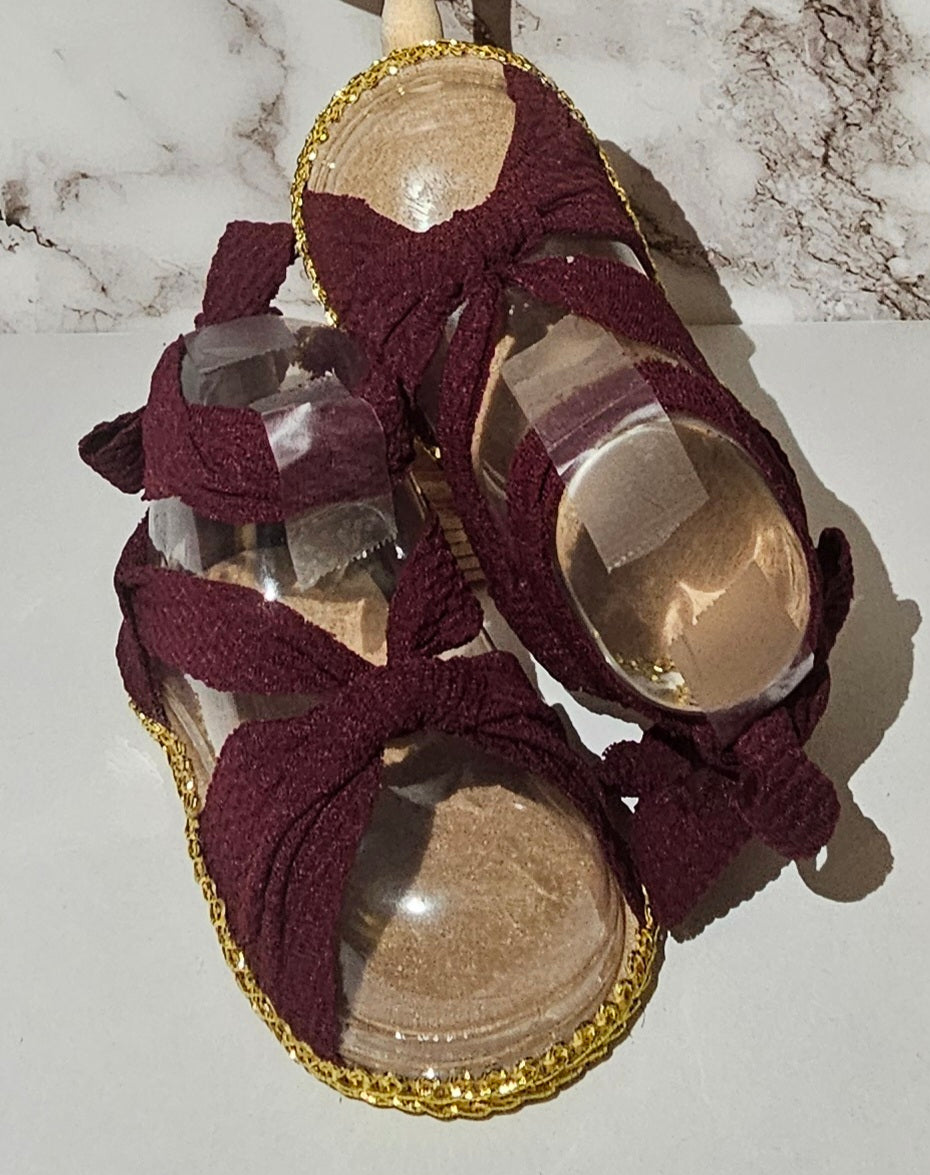 Baby sandals and bow set-MAROON