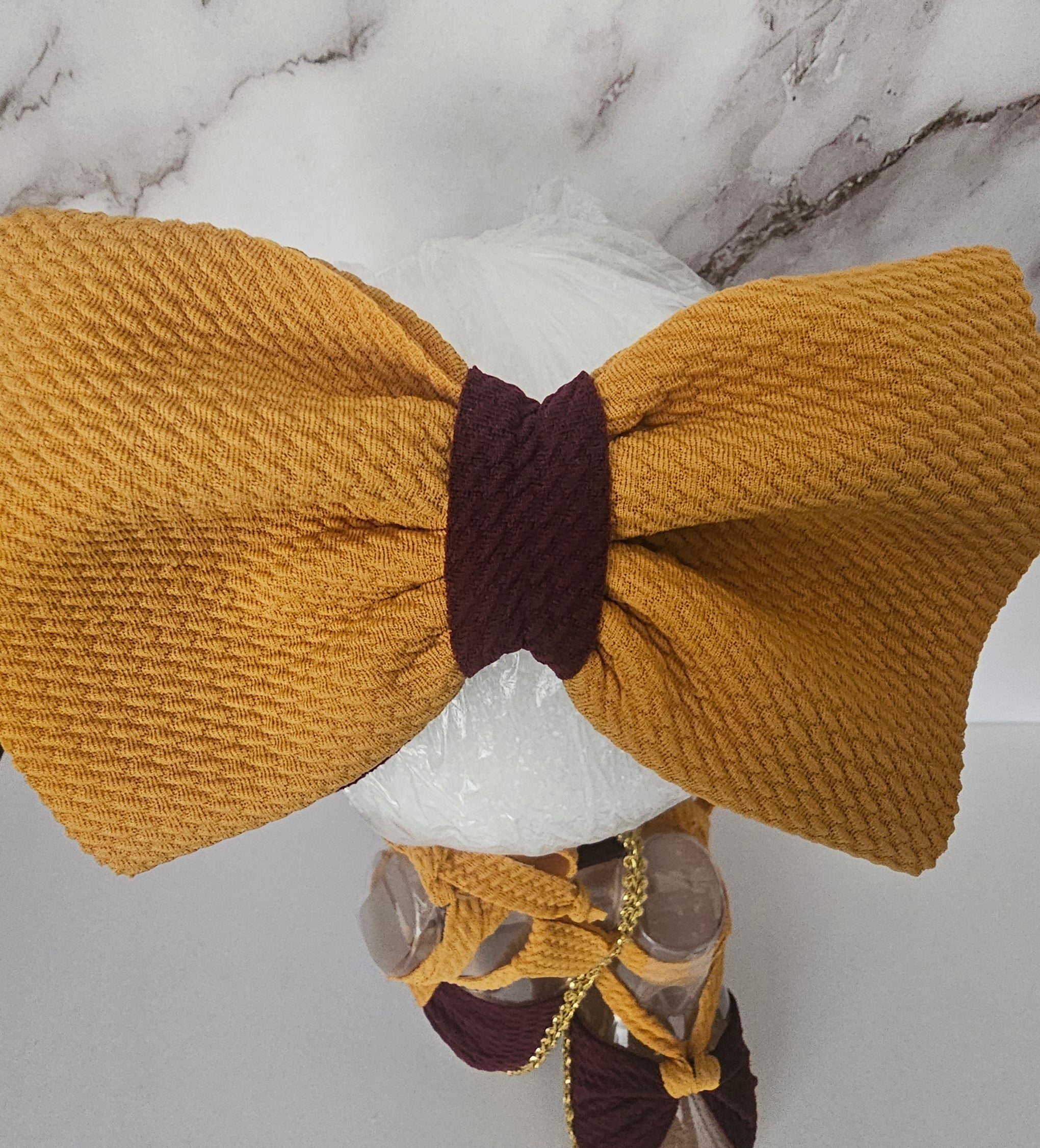 Baby sandals and bow set-MAROON-MUSTARD