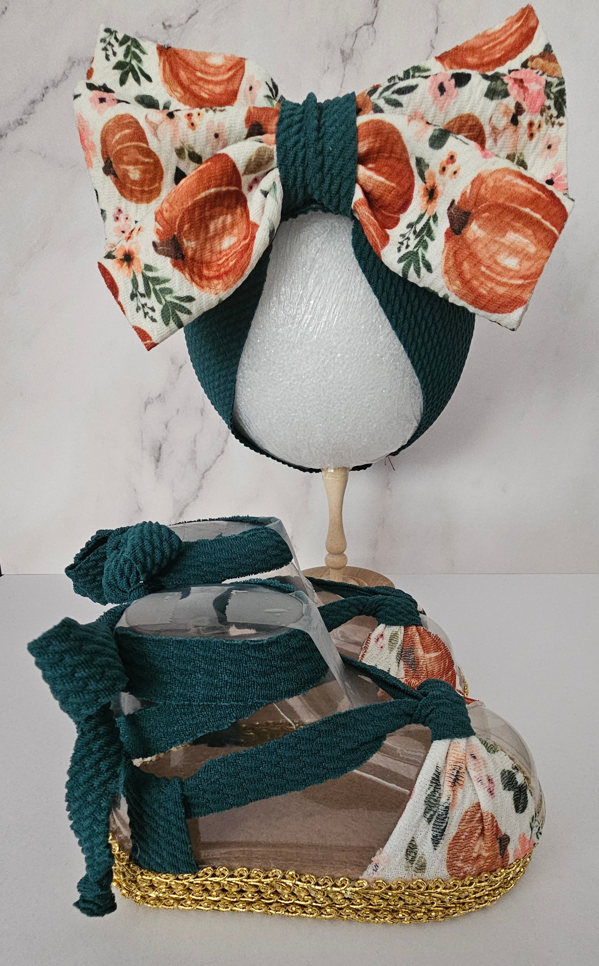 Fall baby (PLATFORM) sandals and bow set/ pumpkins/ 9-12 MONTHS
