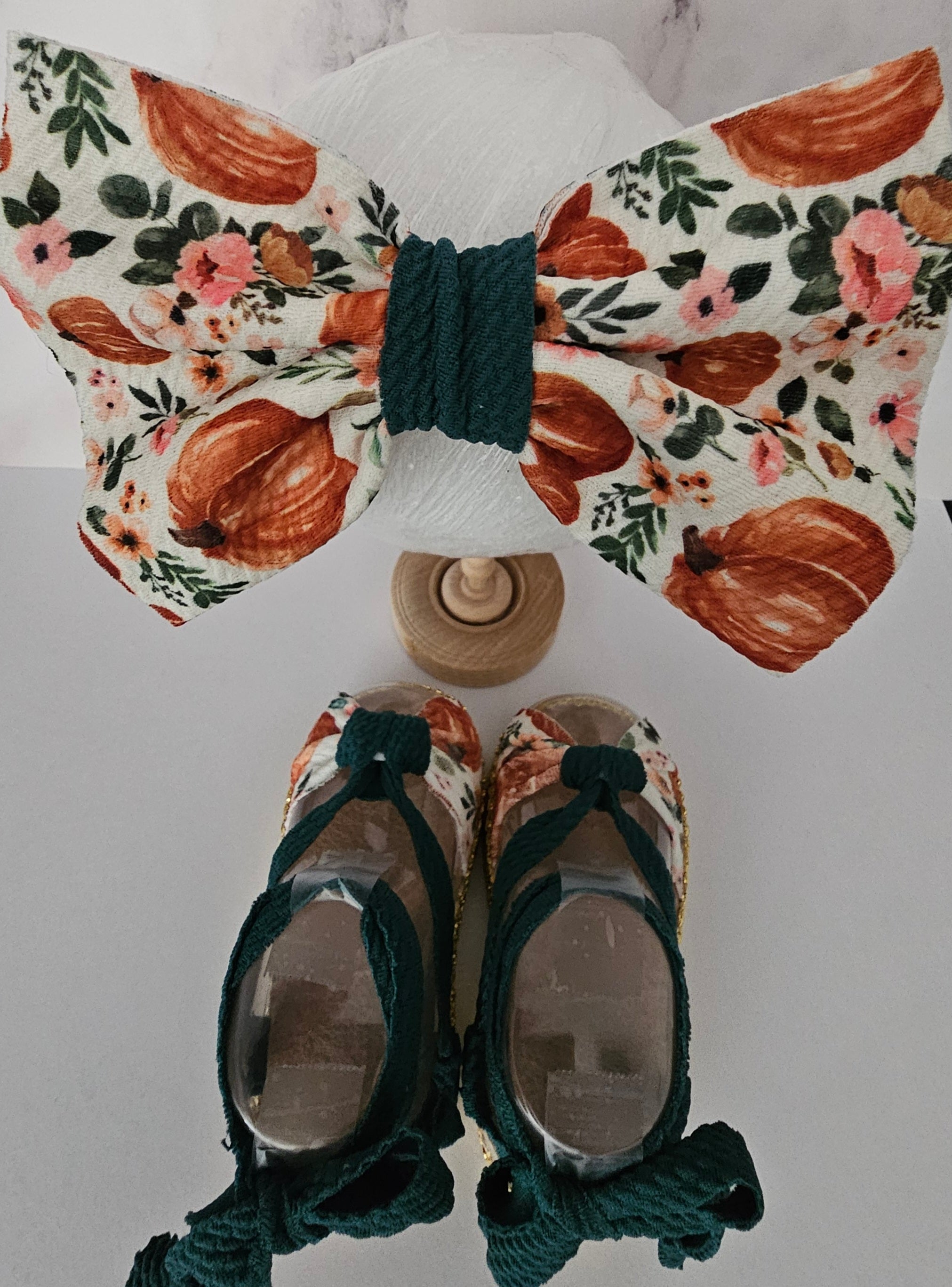 Fall baby (PLATFORM) sandals and bow set/ pumpkins/ 9-12 MONTHS