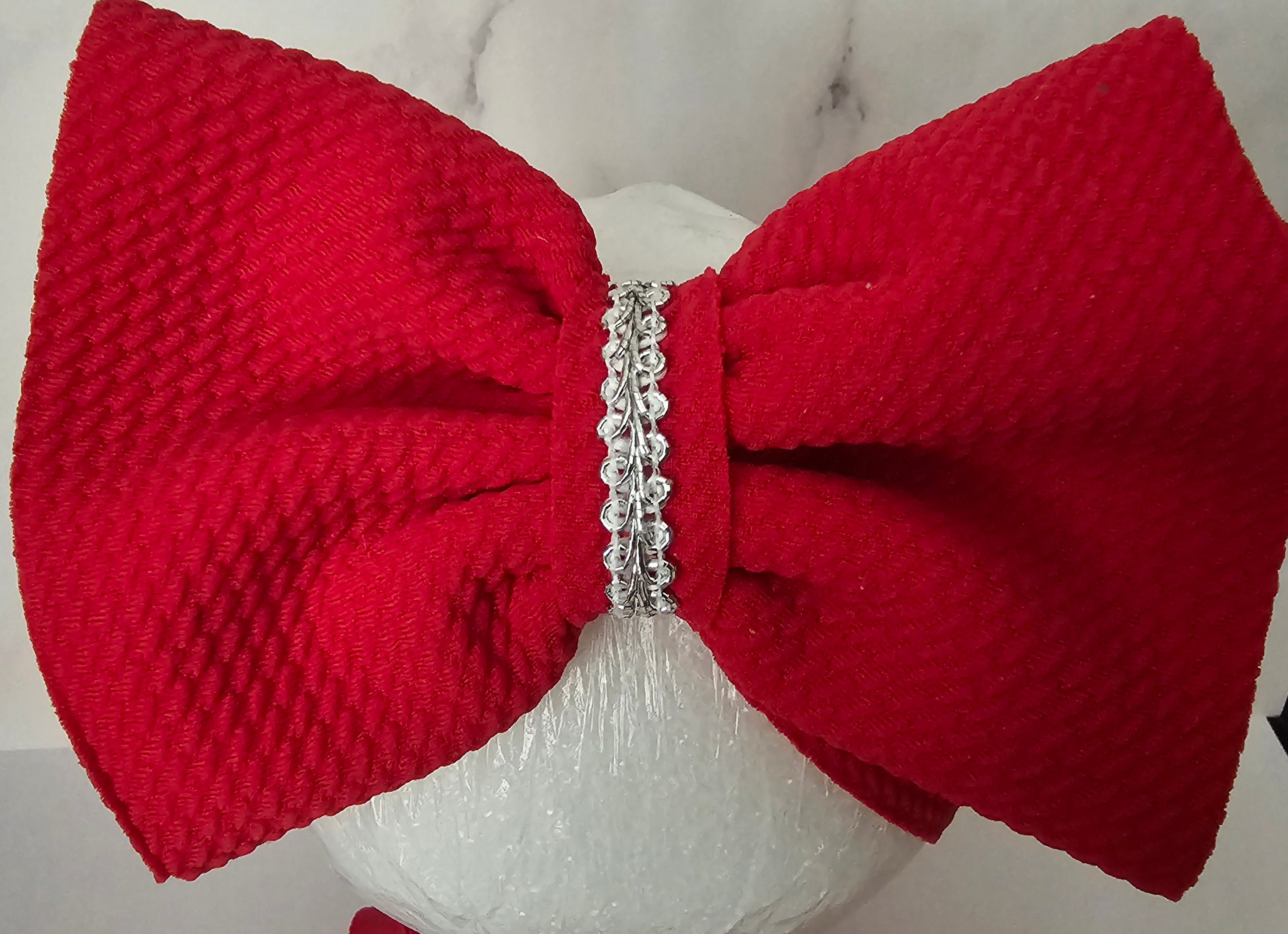 Baby sandals and bow set-RED/SILVER
