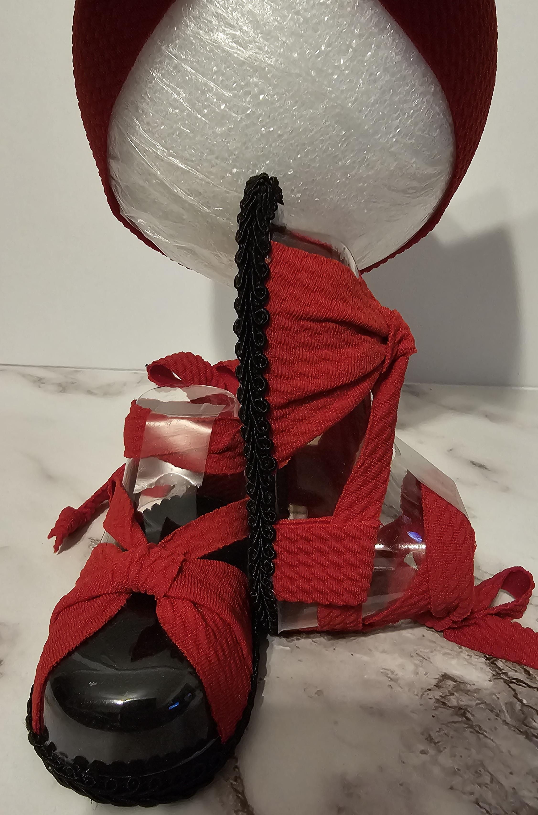 Baby sandals and bow set-Red bow and band / Red shoes with Black bottoms and trim