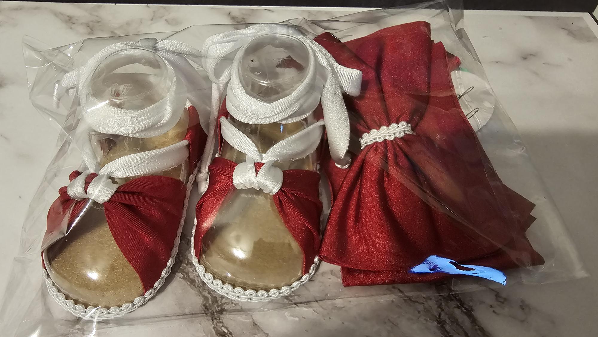 Baby sandals and bow set-Red bow- Red band- red shoe with white trim